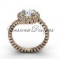 14kt rose gold engagement ring, "Forever One" Moissanite VD1006