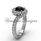 Platinum engagement ring,Black Diamond VD1006