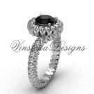 14kt white gold engagement ring, Black Diamond VD1006