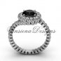 14kt white gold engagement ring, Black Diamond VD1006