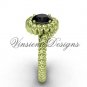 14kt yellow gold engagement ring, Black Diamond VD1006