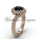 14kt rose gold engagement ring, Black Diamond VD1006