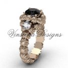 14kt rose gold Three stone engagement ring, Black Diamond VD1007 14kt rose gold Three stone engagement ring, Black Diamond VD1007
