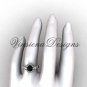14kt white gold Three stone engagement ring, Black Diamond VD1007