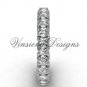 Unique 14k white gold diamond wedding band VD1009