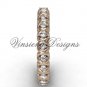 Unique 14kt rose gold diamond wedding band VD1009