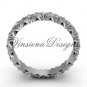 Unique 14k white gold diamond wedding band VD10012