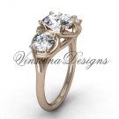 14kt rose gold Three stone engagement ring, "Forever One" Moissanite VD10014 14kt rose gold Three stone engagement ring, "Forever One" Moissanite VD10014