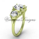 14kt yellow gold Three stone engagement ring, "Forever One" Moissanite VD10014 14kt yellow gold Three stone engagement ring, "Forever One" Moissanite VD10014