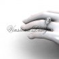 Platinum Three stone engagement ring,"Forever One" Moissanite VD10014