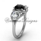14kt white gold Three stone engagement ring, Black Diamond VD10014