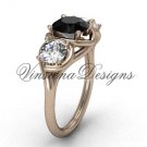 14kt rose gold Three stone engagement ring, Black Diamond VD10014 14kt rose gold Three stone engagement ring, Black Diamond VD10014
