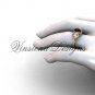 14kt rose gold Three stone engagement ring, Black Diamond VD10014