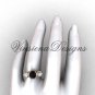 14kt rose gold Three stone engagement ring, Black Diamond VD10014