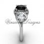 Platinum Three stone engagement ring, Black Diamond VD10014