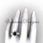 Platinum Three stone engagement ring, Black Diamond VD10014