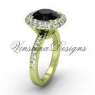 Unique 14kt yellow gold diamond engagement ring, Black Diamond VD10015