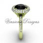 Unique 14kt yellow gold diamond engagement ring, Black Diamond VD10015