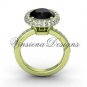 Unique 14kt yellow gold diamond engagement ring, Black Diamond VD10015