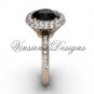 Unique 14kt rose gold diamond engagement ring, Black Diamond VD10015