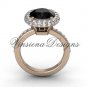 Unique 14kt rose gold diamond engagement ring, Black Diamond VD10015