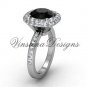 Unique 14kt white gold diamond engagement ring, Black Diamond VD10015
