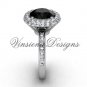 Unique Platinum diamond engagement ring, Black Diamond VD10015