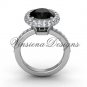 Unique Platinum diamond engagement ring, Black Diamond VD10015