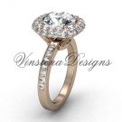 Unique 14kt rose gold diamond engagement ring VD10015