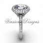 Unique 14k white gold diamond engagement ring VD10015