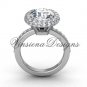 Unique 14k white gold diamond engagement ring VD10015