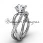 14kt white gold diamond engagement ring,"Forever One" Moissanite VD870
