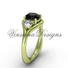 Unique 14kt yellow gold engagement ring,Black Diamond VD8112