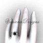 Unique 14kt white gold Three stone engagement ring,Black Diamond VD8112