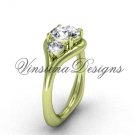 Unique 14kt yellow gold Three stone engagement ring,"Forever One" Moissanite VD8112 Unique 14kt yellow gold Three stone engagement ring,"Forever One" Moissanite VD8112