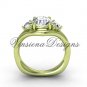 Unique 14kt yellow gold Three stone engagement ring,"Forever One" Moissanite VD8112