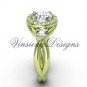 Unique 14kt yellow gold Three stone engagement ring,"Forever One" Moissanite VD8127