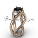 Unique 14kt rose gold Three stone engagement ring, Black Diamond VD8156 Unique 14kt rose gold Three stone engagement ring, Black Diamond VD8156