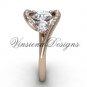 Unique 14kt rose gold engagement ring,"Forever One" Moissanite VD8166