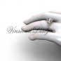 Unique 14kt rose gold engagement ring,"Forever One" Moissanite VD8166