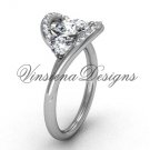 Unique Platinum  engagement ring,"Forever One" Moissanite VD8166