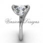 Unique Platinum engagement ring,"Forever One" Moissanite VD8166