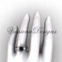 Unique Platinum Three stone engagement ring,Black Diamond VD8166