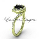 14kt yellow gold unique diamond engagement ring, Black Diamond VD8199