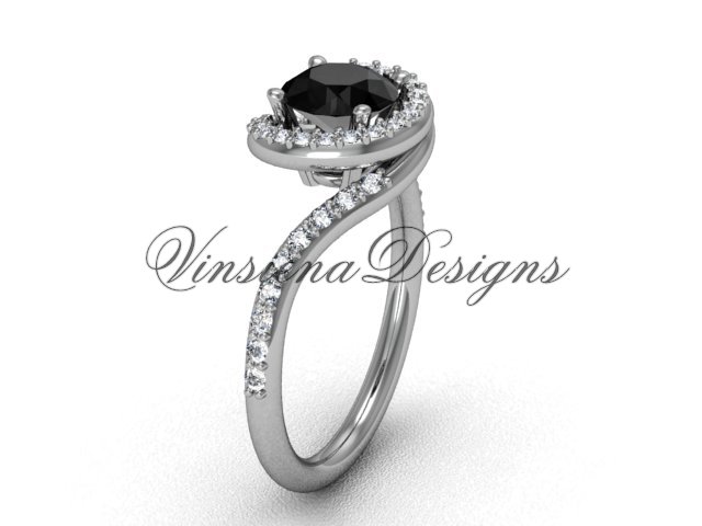 14kt white gold unique diamond engagement ring, Black Diamond VD8199
