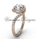 14kt rose gold unique diamond engagement ring, "Forever One" Moissanite VD8199