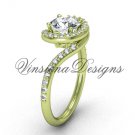 14kt yellow gold unique diamond engagement ring, "Forever One" Moissanite VD8199