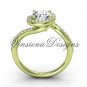 14kt yellow gold unique diamond engagement ring, "Forever One" Moissanite VD8199