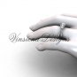 Unique Platinum Three stone engagement ring, "Forever One" Moissanite VD8212