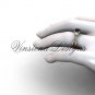 Unique 14kt rose gold Three stone engagement ring, Black Diamond VD8212